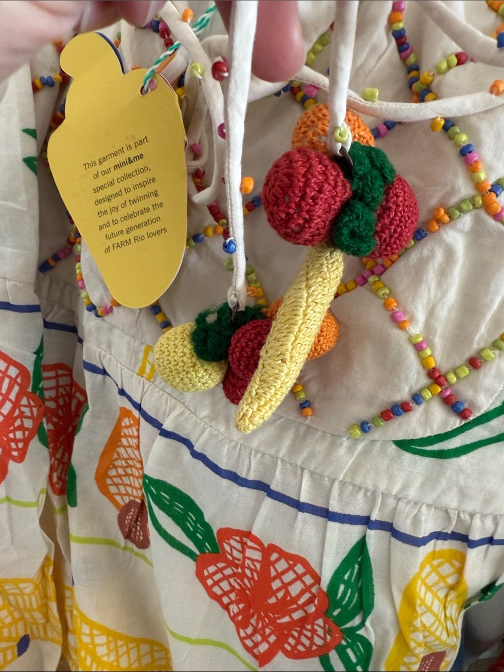 White Maxi Dress with Tropical Fruit & Parrot Print - Picture 6 of 8